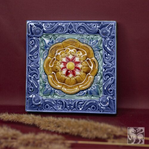 Изразец Солнце цветной синий фон фото