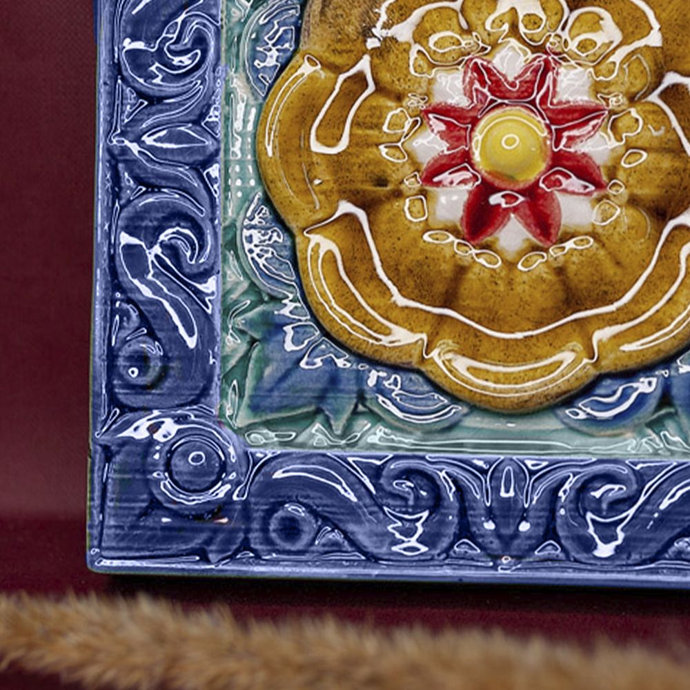 Изразец Солнце цветной синий фон