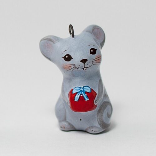 Мышонок серый с подарком фото