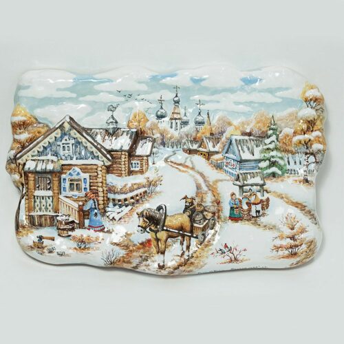 Рельеф Деревенская жизнь первый снег фото