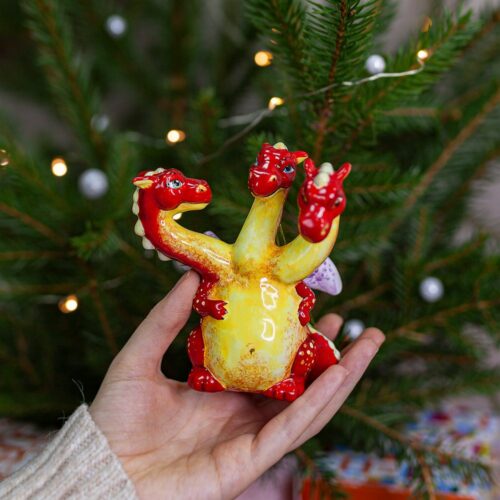 Змей Горыныч елочный красный подвес из набора Сказки фото