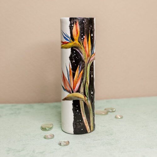 Ваза цилиндр Цветочный орнамент (ПЕРЕД ОФОРМЛЕНИЕМ ЗАПРАШИВАТЬ ФОТОГРАФИИ) фото