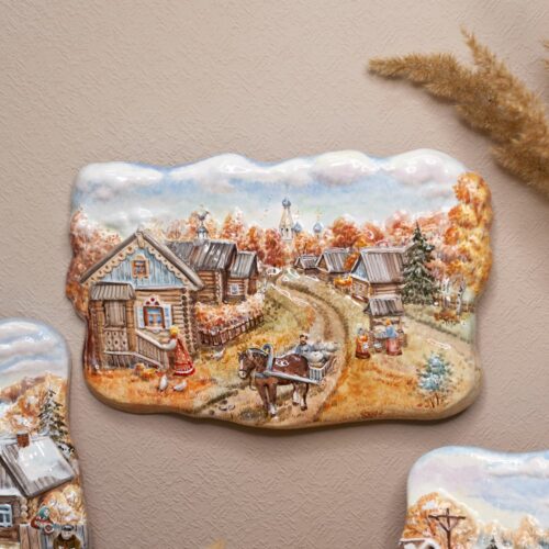 Рельеф Деревенская жизнь осень фото