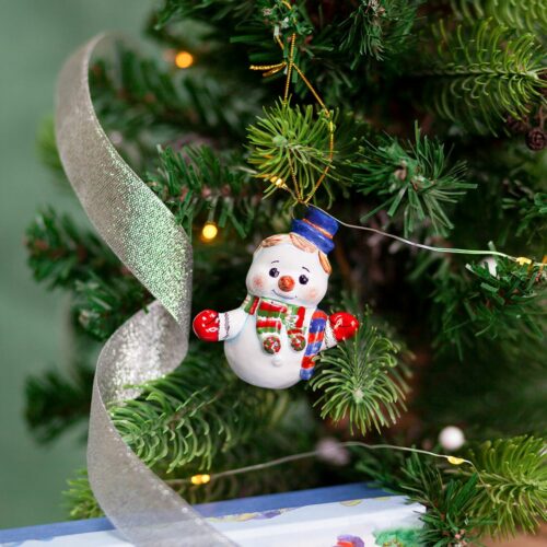 Ёлочная игрушка Cнеговик с леденцом (из набора «Три снеговика») фото