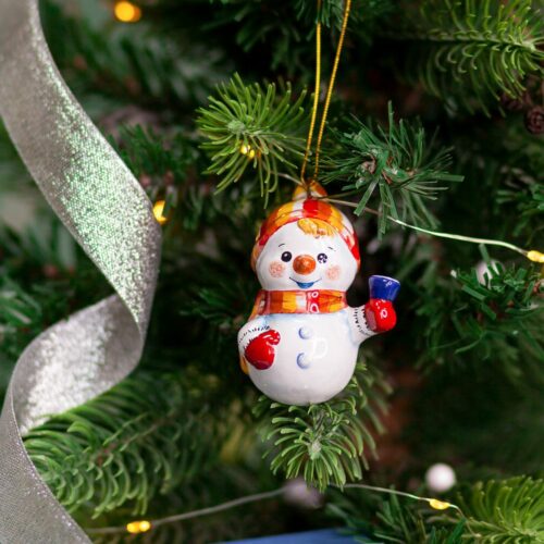 Ёлочная игрушка Cнеговик с колокольчиком (из набора «Три снеговика») фото