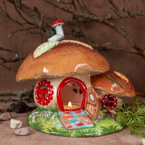 Подсвечник Грибной домик (летняя роспись) фото