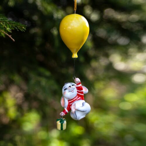 Ёлочная игрушка Мышонок с шаром фото