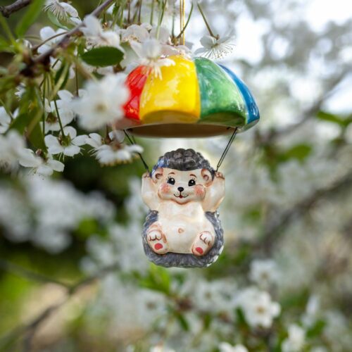 Ёлочная игрушка Ежик с парашютом фото