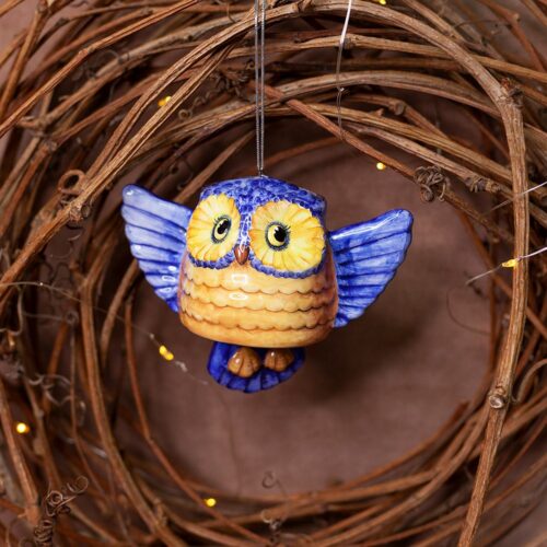 Колокол Сова (хвостик-бомбошка) подвесной фото