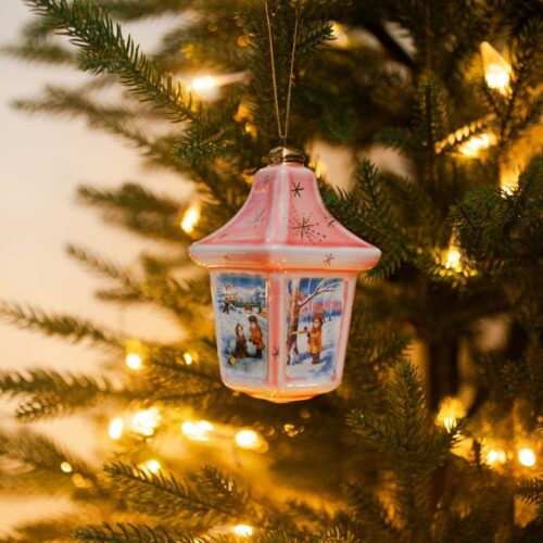 Фонарик Домик розовый зимние забавы глазурь фото