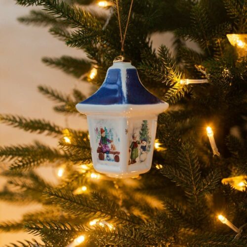 Фонарик Домик тёмно-синий с детьми глазурь фото