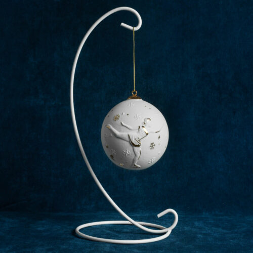 Шар елочный Фигуристка (фарфор, золото) фото