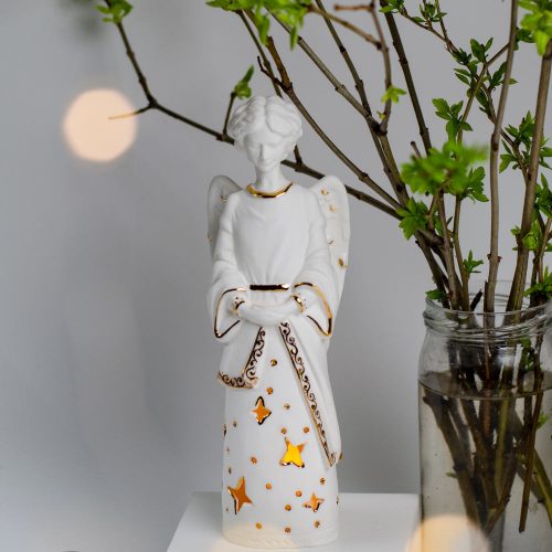 Ангел-подсвечник (фарфор, золото) фото