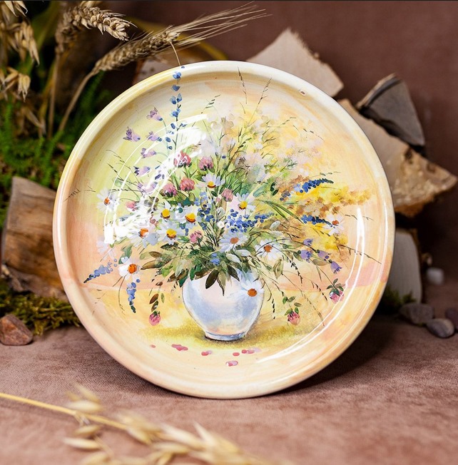 Тарелка 21 см Цветы (ПЕРЕД ОФОРМЛЕНИЕМ ЗАПРАШИВАТЬ ФОТОГРАФИИ фото