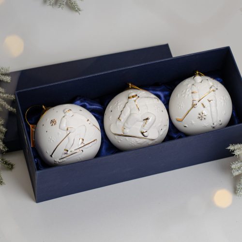 Набор 3 шара фарфор(сноубордист, хоккеист, лыжник) фото