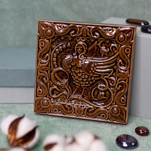 Изразец Сирин одноцветный коричневый фото