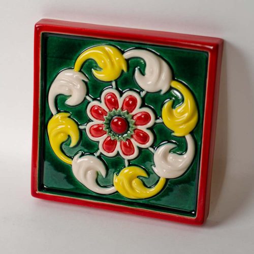 Изразец 12*12 полихромный (чертополох) зелёный фон фото