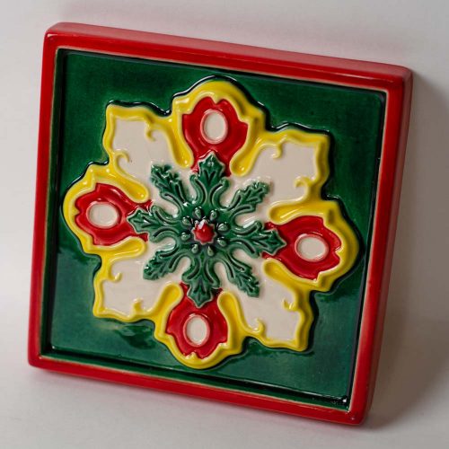 Изразец 12*12 полихромный (солнце) зелёный фон фото